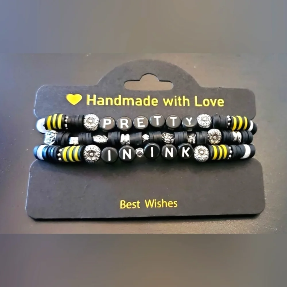Pretty In Ink Beaded Bracelet Stack - Picture 1 of 1